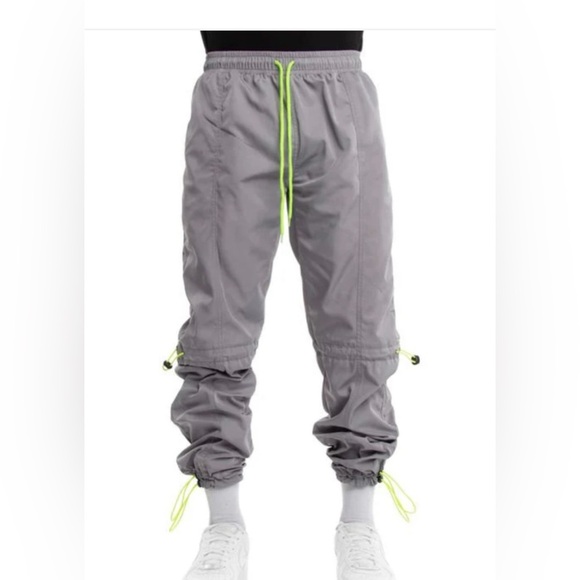 EPTM Other - EPTM: HYPER NEON DRAWSTRING TRACK GRAY LIME TRIM PANTS, MEDIUM‎